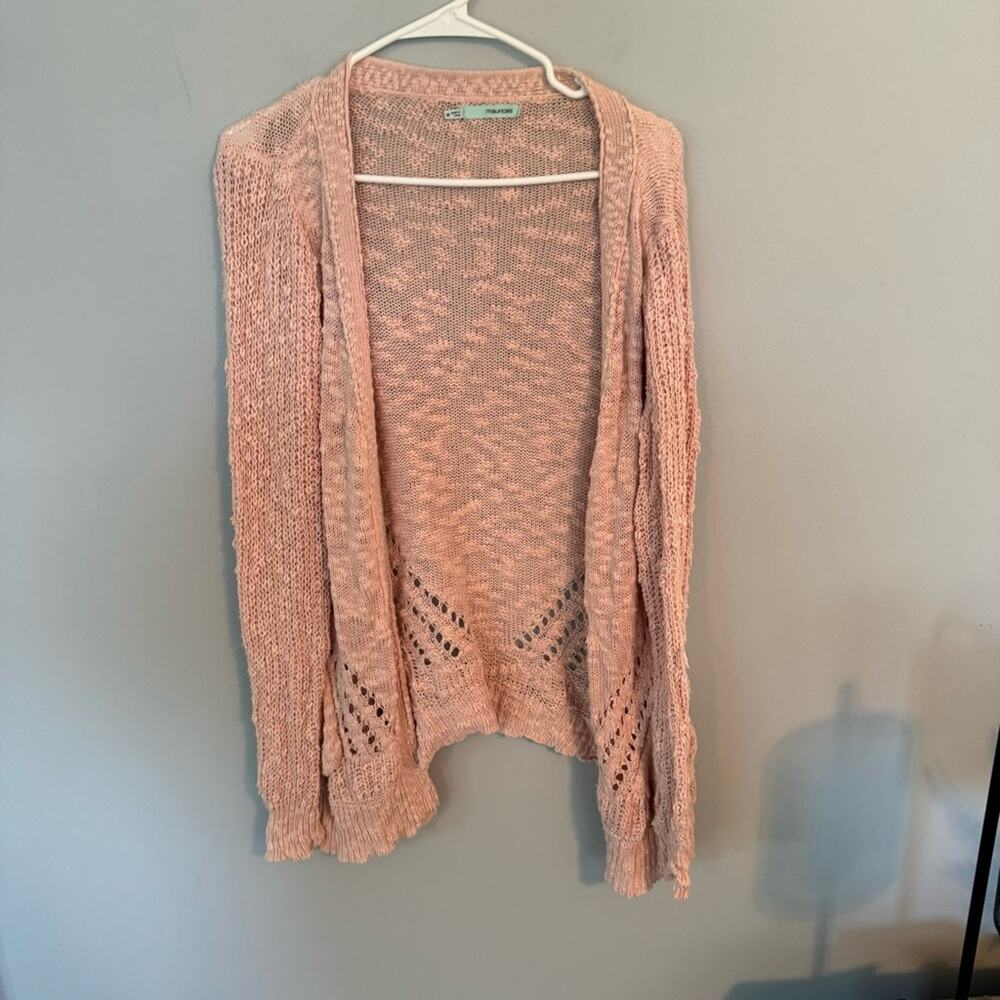Maurices Pink Knit Open Front Cardigan Sweater Women's Size Medium 100% Cotton